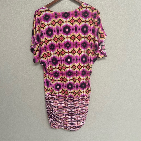 Carmen Marc Valvo Swimwear Ruched Cover-Up Dress Pink Orange XS/S Beach Pool - Picture 2 of 4